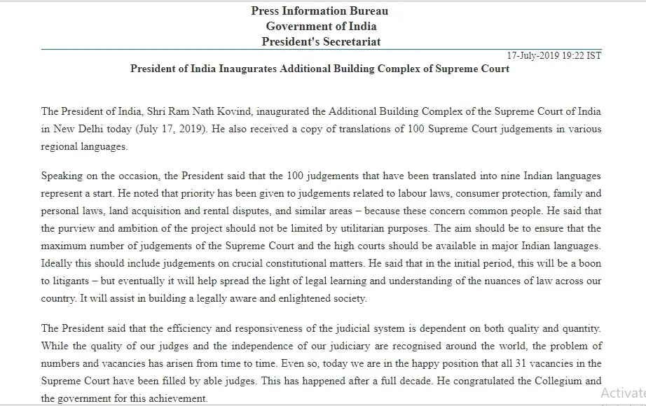 SUPREME COURT OF INDIA JUDGEMENT'S 9 LANGUAGES 
